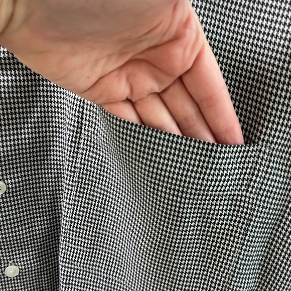 Mens HW New York houndstooth Shirt heavier weight cotton black white size 17 LG - Picture 5 of 11